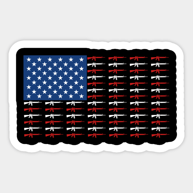 America Rifle Assault Rifle USA US Flag States Sticker by Monstershirts